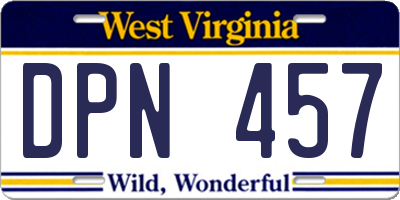 WV license plate DPN457