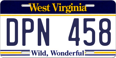 WV license plate DPN458