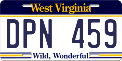 WV license plate DPN459