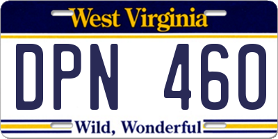 WV license plate DPN460