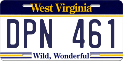 WV license plate DPN461