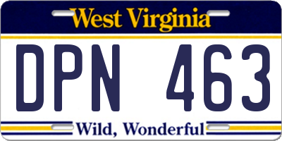 WV license plate DPN463