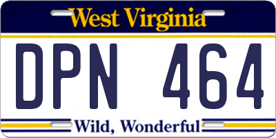 WV license plate DPN464