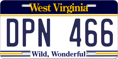 WV license plate DPN466
