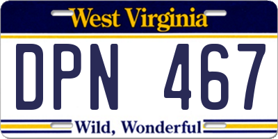 WV license plate DPN467
