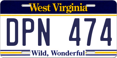WV license plate DPN474