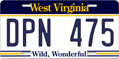 WV license plate DPN475