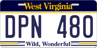 WV license plate DPN480
