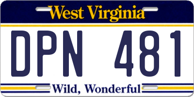 WV license plate DPN481
