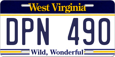 WV license plate DPN490