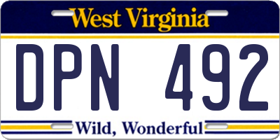 WV license plate DPN492