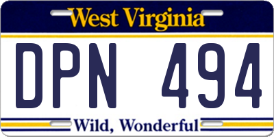 WV license plate DPN494