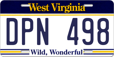 WV license plate DPN498