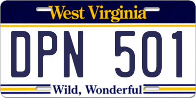 WV license plate DPN501