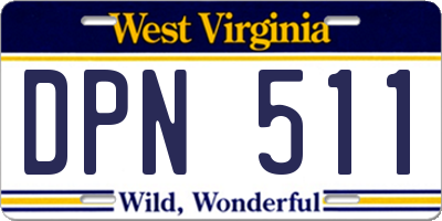 WV license plate DPN511
