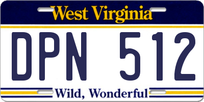 WV license plate DPN512