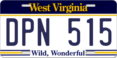 WV license plate DPN515