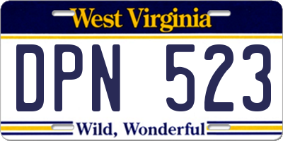 WV license plate DPN523