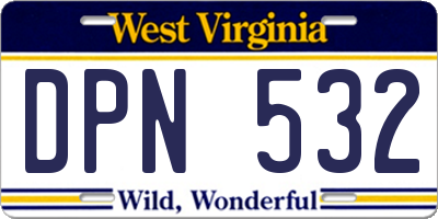 WV license plate DPN532