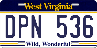WV license plate DPN536