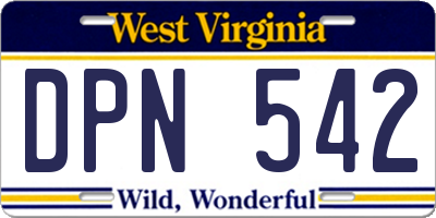 WV license plate DPN542