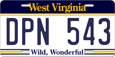WV license plate DPN543