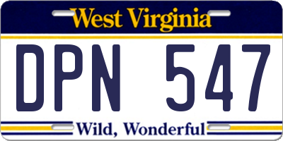 WV license plate DPN547