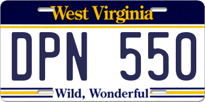 WV license plate DPN550