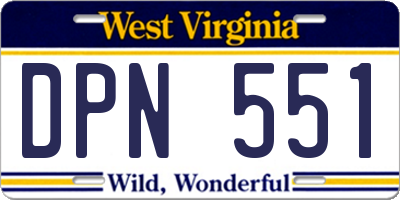 WV license plate DPN551