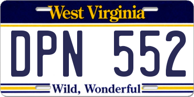 WV license plate DPN552
