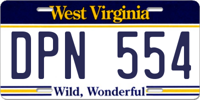 WV license plate DPN554