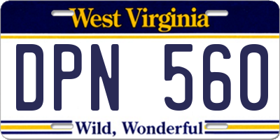 WV license plate DPN560
