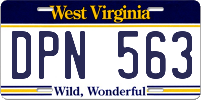 WV license plate DPN563