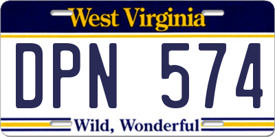 WV license plate DPN574