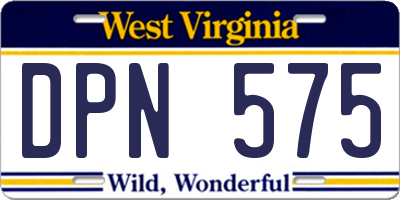 WV license plate DPN575