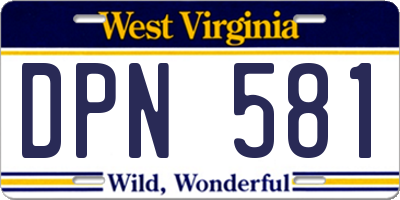 WV license plate DPN581