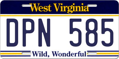 WV license plate DPN585