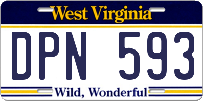 WV license plate DPN593