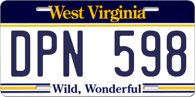 WV license plate DPN598