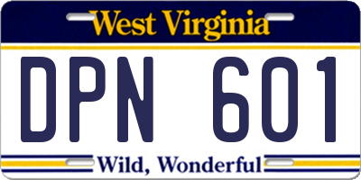 WV license plate DPN601
