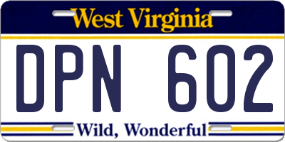 WV license plate DPN602