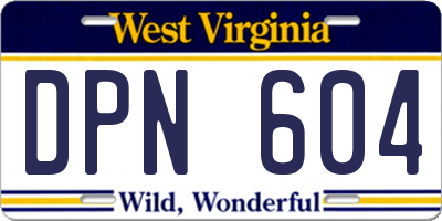 WV license plate DPN604