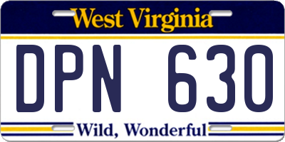 WV license plate DPN630