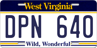 WV license plate DPN640