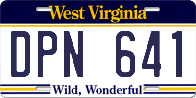 WV license plate DPN641