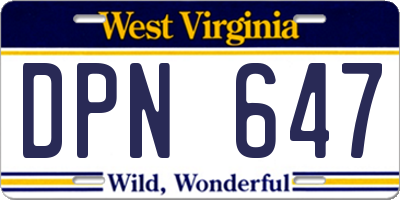 WV license plate DPN647