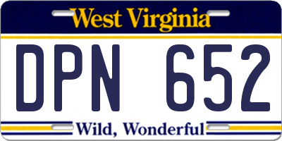 WV license plate DPN652