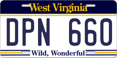 WV license plate DPN660