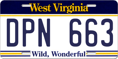 WV license plate DPN663