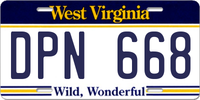 WV license plate DPN668
